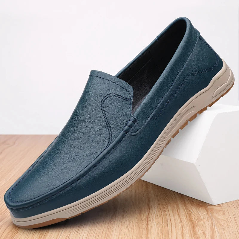 Men's Loafers Flats Uniform Dress Oxford Shoes Low-top Slip on Driving Shoes Penny Loafer Genuine Leather Light-Weight Casual