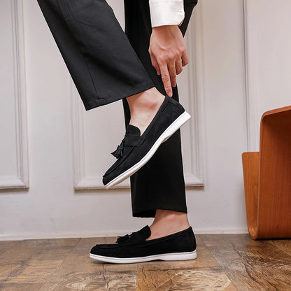 Classic Suede Leather Men's Casual Slip-on European Style Men Classy Fashion Men's Dress Loafer Shoes Business Oxfords