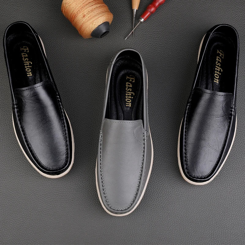 Men's Loafers Flats Uniform Dress Oxford Shoes Low-top Slip on Driving Shoes Penny Loafer Genuine Leather Light-Weight Casual