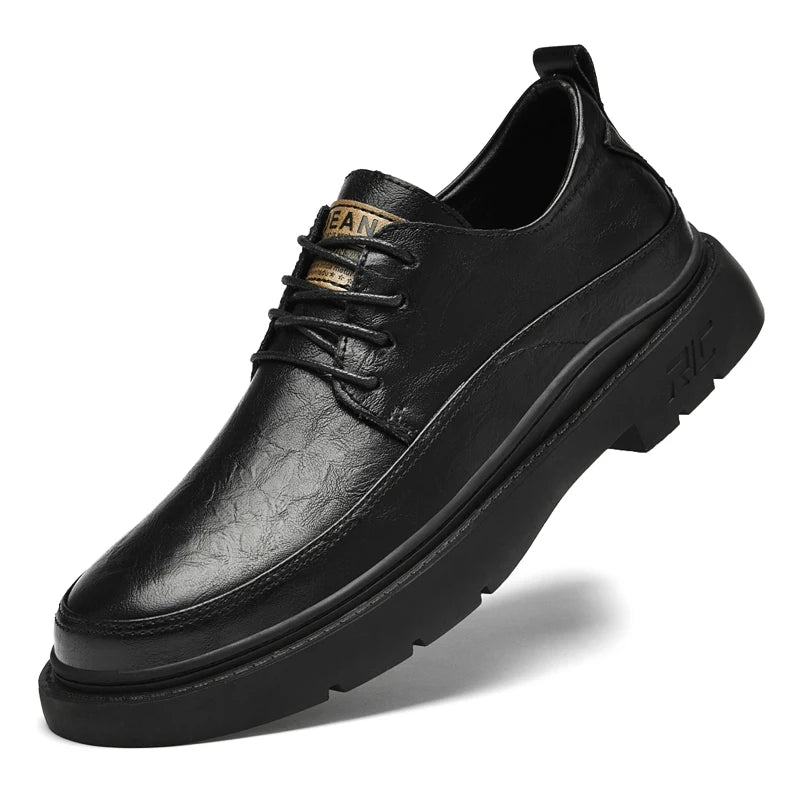 Men's Dress Uniform Oxford Work & Safety Outdoor Shoes Low-top Lace up Leather Business Thickened Fleece Cotton Padded Warm