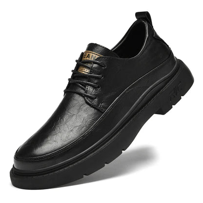 Men's Dress Uniform Oxford Work & Safety Outdoor Shoes Low-top Lace up Leather Business Thickened Fleece Cotton Padded Warm