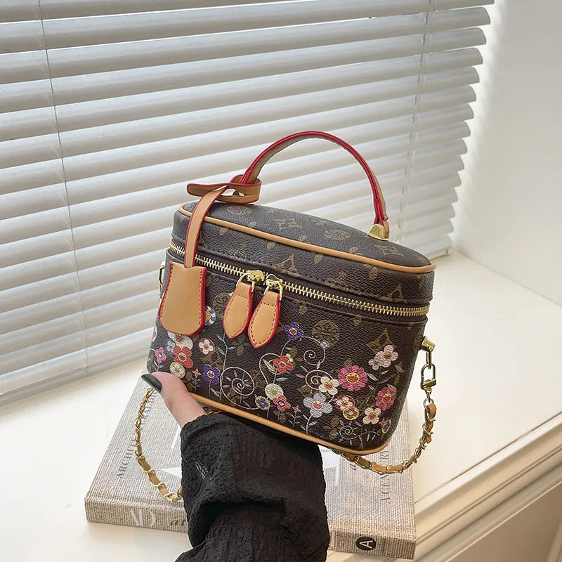 Top-Tier Designer Luxury Vanity Bag Genuine Leather Cowhide Multi-color Flower Monogram Handbag Crossbody Bag