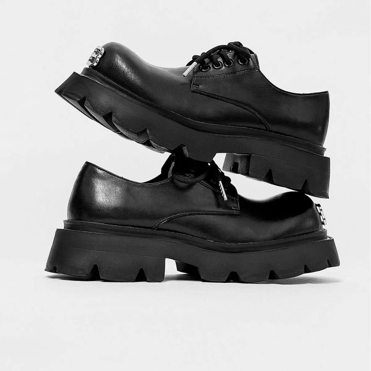 Designer Chunky Derby Shoes for Men Cleanfit Style Platform Leather Shoes Height Increasing Big Head Casual Fashion Oxford