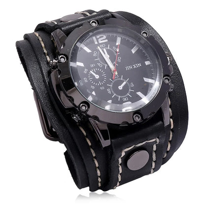 Hot Style Men Watch Vintage Hand-sewn Leather Bracelets Quartz Watches Punk Wristband Individuality Watch for Men and Women