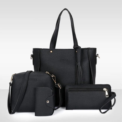 New Hot Sale Sac a Main Lady Shoulder Bag Tote Purse Satchel Set 4 Pcs Set Bag Design Handbag Pu Leather Bag