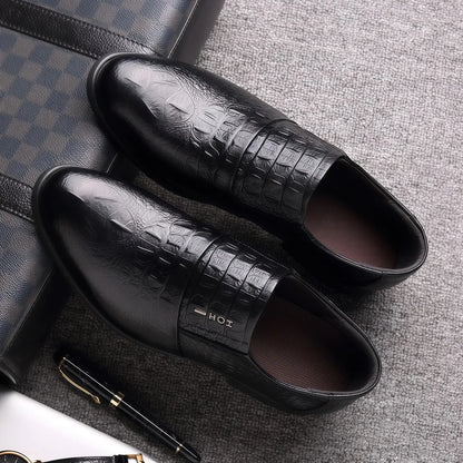 Designer Men's Genuine Leather Business Formal Shoes for Animal Print Slip-On Design Spring Wedding Breathable Versatile