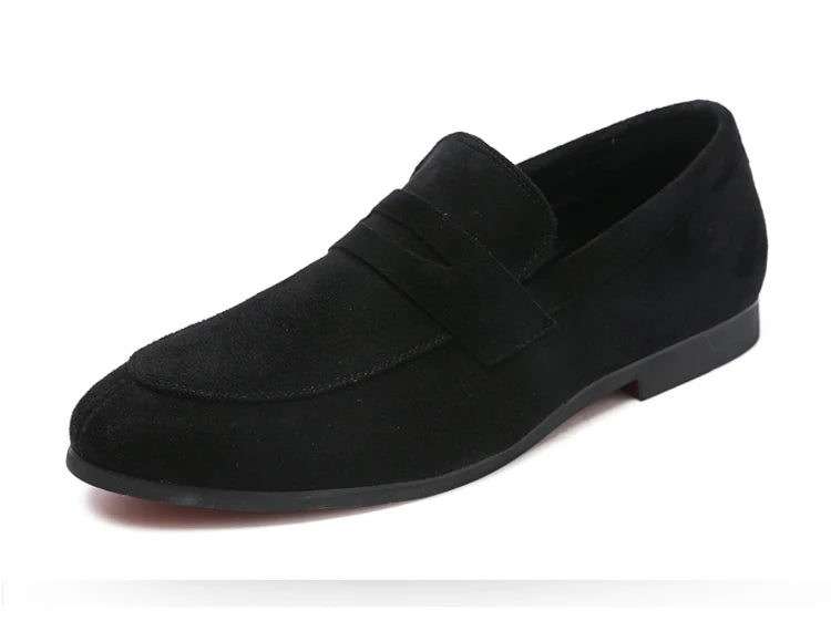 New Brown Men's Leather Dress Shoes Stylish Mocasines Loafers Slip-On Closure Mens Dress Shoes