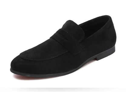 New Brown Men's Leather Dress Shoes Stylish Mocasines Loafers Slip-On Closure Mens Dress Shoes