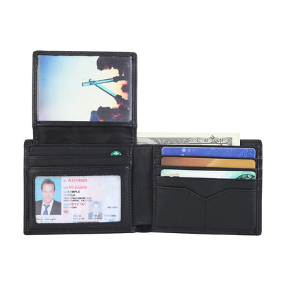 Laser Engraving Custom Logo Black High Grade 100% Real Genuine Cowhide Napa Leather Wallet Gift Wallet Set for Men