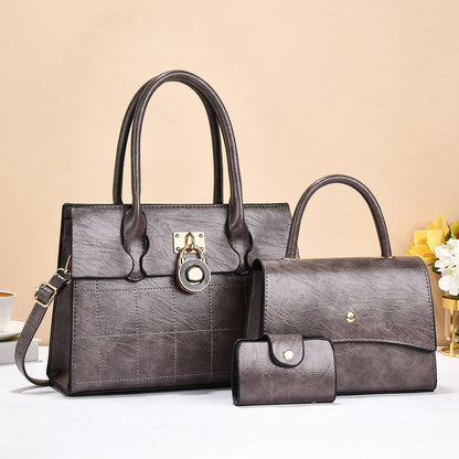 2026 acs Main Pour Femmes Luxury Designer Women's 3-Piece PU Leather Handbags Wallet Set Shoulder Bags Nylon Zipper Closure