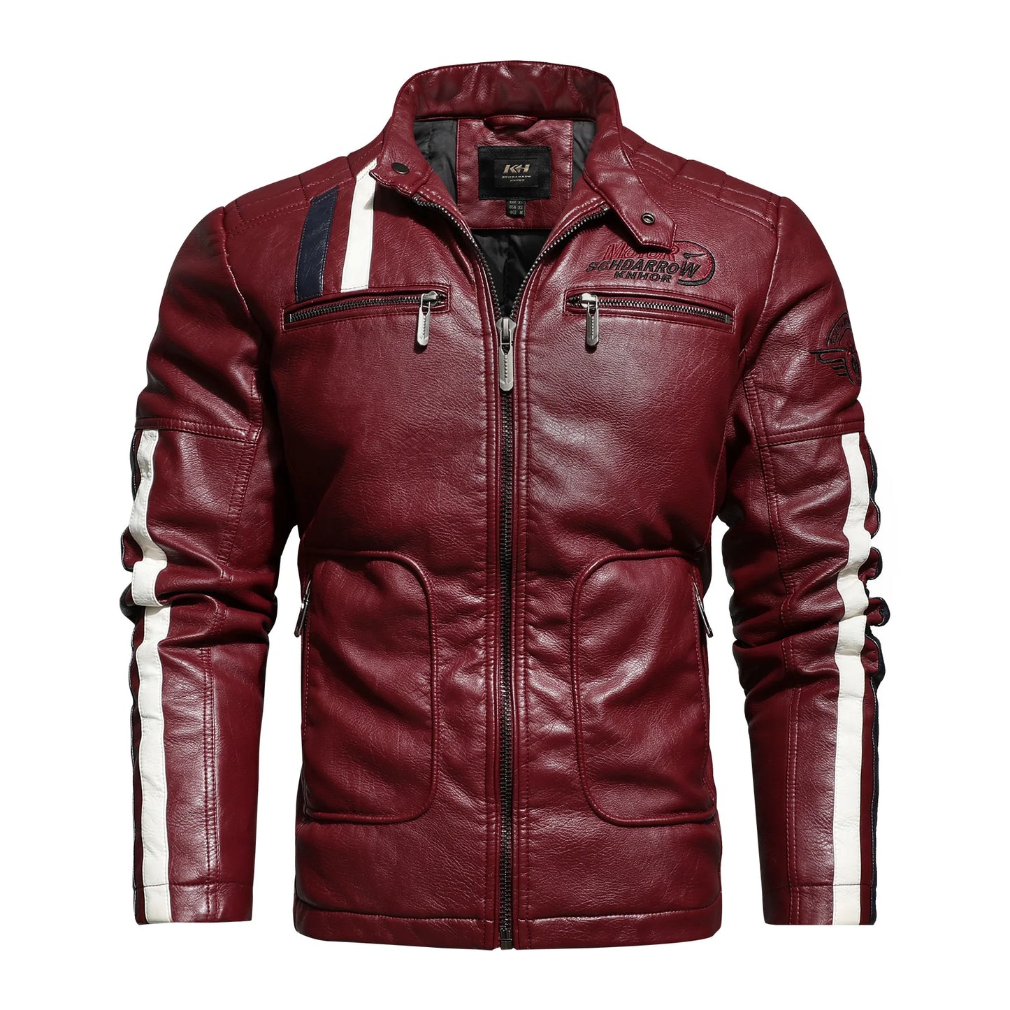 New Arrival Washed Cotton Embroidery Color Matchingmotorcycle Pu Leather Men Jacket for Man
