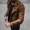 OEM Service Popular Selling Fashion Men Casual Leather Plus Size Jacket Solid Color Long Sleeve PU Brown Slim Coat