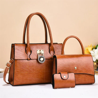 2026 acs Main Pour Femmes Luxury Designer Women's 3-Piece PU Leather Handbags Wallet Set Shoulder Bags Nylon Zipper Closure