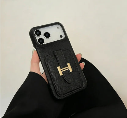 Lychee Grain Luxury Cardholder Phone Case for iphone 17 Pro 13 Pro Embossing Shockproof Durable Fashionable Artificial Leather