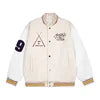 Trendy Brand Flag Letter Embroidered Baseball Jacket Autumn and Winter Retro Loose PU Leather Sleeves Men's Jacket