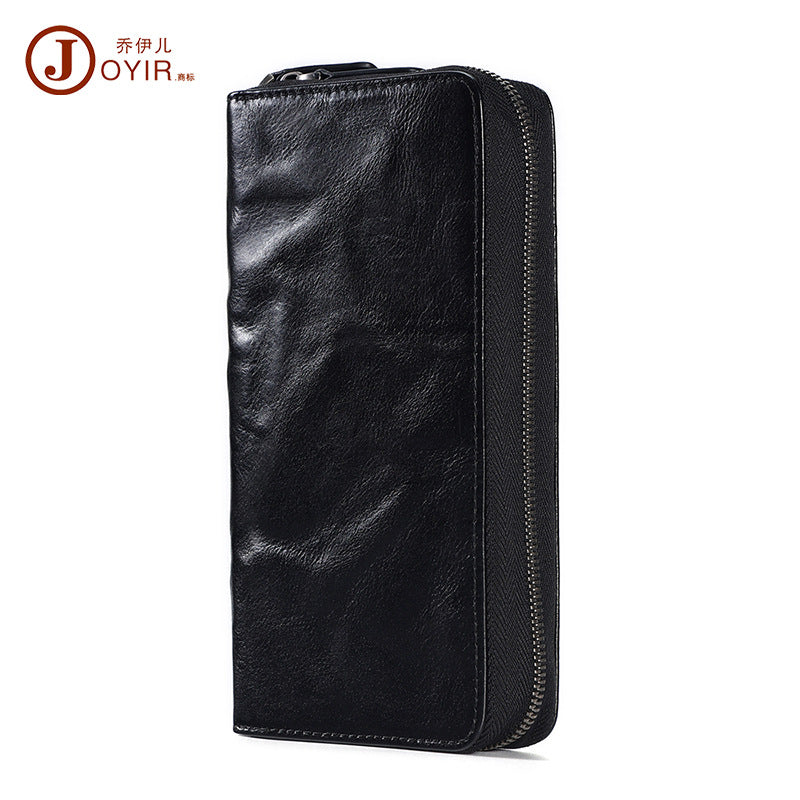 Vegetable Tanned Leather Fashionable Simple Men's Handbag Retro Long Wallet Clutch Bag Genuine Leather Business Clutch Bag Men's Bag