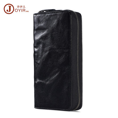 Vegetable Tanned Leather Fashionable Simple Men's Handbag Retro Long Wallet Clutch Bag Genuine Leather Business Clutch Bag Men's Bag