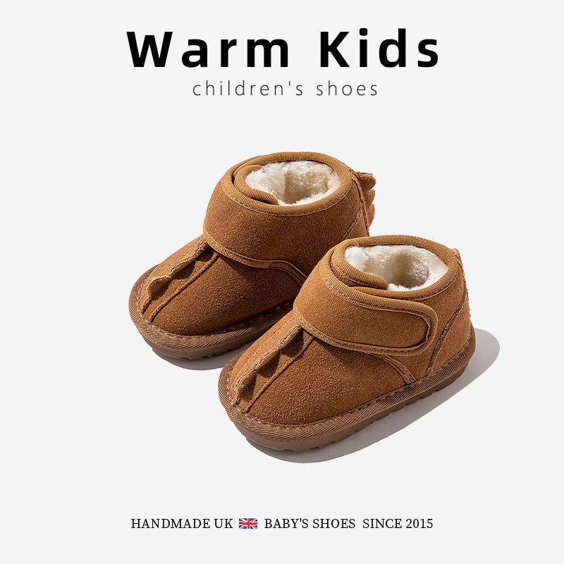 Genuine Leather Kidsren's Snow Boots Sports Northeast Thickeneded Kidsren's Baby Anti-Slip Boots Winter 2025 New Cold-Proof Cotton Shoes