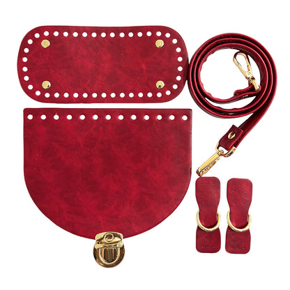 DIY Bag Leather Accessories Handmade Woven Backpack Bottom Shoulder Strap Bag Cover Buckle Retro Leather Five-piece Set