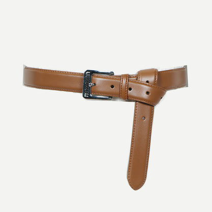Retro belt for women Spring new silver buckle two-layer cowhide fashionable all-match pants with textured belt