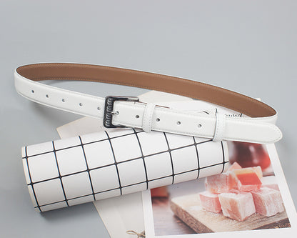 Retro belt for women Spring new silver buckle two-layer cowhide fashionable all-match pants with textured belt