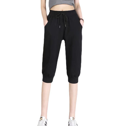 Summer Thin Large Size Cropped Pants for Women 100kg Plus Size Plus Fat Plus Size Loose Slimming Look Harem Sports Pants for Women