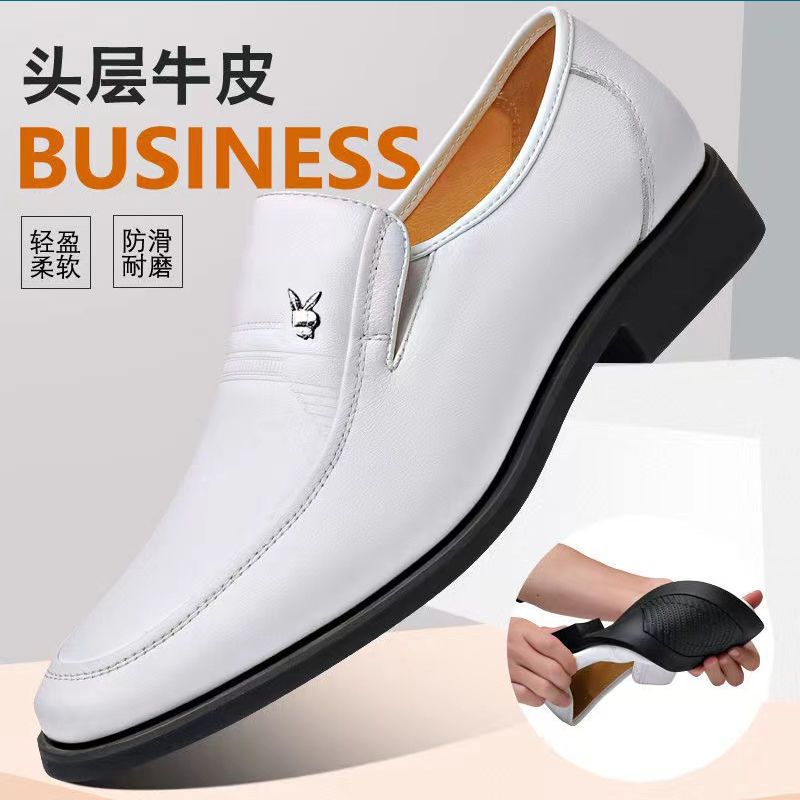 [100% full cowhide] men's leather shoes slip-on leather business soft bottom driving shoes all-match casual men's shoes