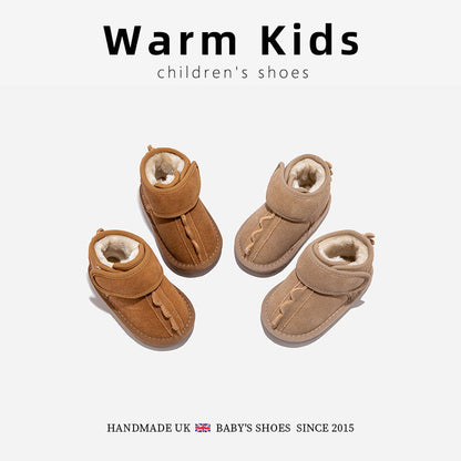 Genuine Leather Kidsren's Snow Boots Sports Northeast Thickeneded Kidsren's Baby Anti-Slip Boots Winter 2025 New Cold-Proof Cotton Shoes