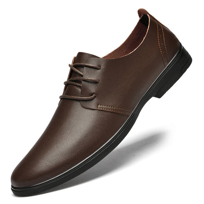 Men's Leather Shoes, Small Size 37, Breathable, Thin, Genuine Leather, Soft Sole, Large Size, British Casual Shoes, Versatile Business Driving Shoes for Men