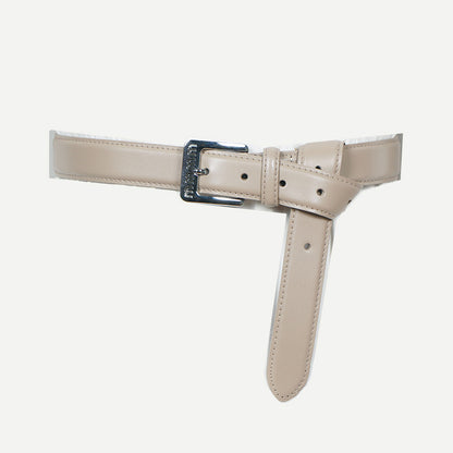 Retro belt for women Spring new silver buckle two-layer cowhide fashionable all-match pants with textured belt