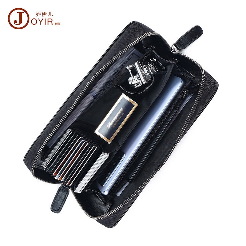 Vegetable Tanned Leather Fashionable Simple Men's Handbag Retro Long Wallet Clutch Bag Genuine Leather Business Clutch Bag Men's Bag