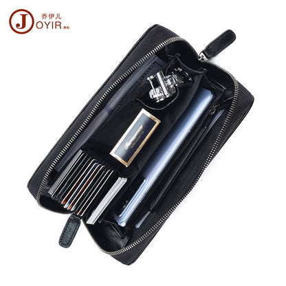 Vegetable Tanned Leather Fashionable Simple Men's Handbag Retro Long Wallet Clutch Bag Genuine Leather Business Clutch Bag Men's Bag