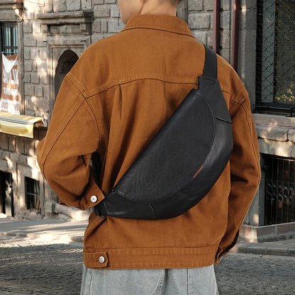 First-Layer Cowhide Men's Crossbody Bag, High-End Genuine Leather Men's Bag, Large-Capacity Commuter Motorcycle Bag, Exclusively for Cross-Border Sales