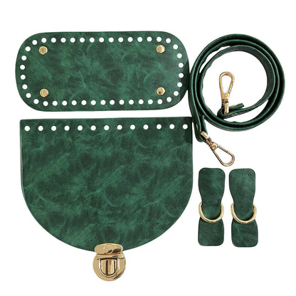 DIY Bag Leather Accessories Handmade Woven Backpack Bottom Shoulder Strap Bag Cover Buckle Retro Leather Five-piece Set