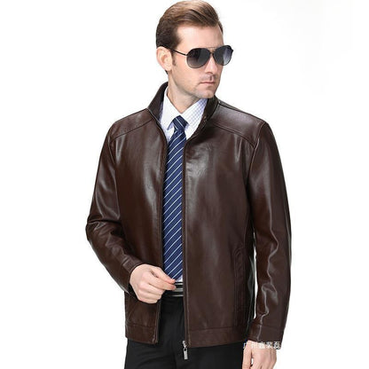 2025 Large Size Autumn and Winter Outwear Sheepskin Thickeneded Daddy Wear Men's Middle-Aged Leather Jacket Loose Plus Velvet Leather Jacket