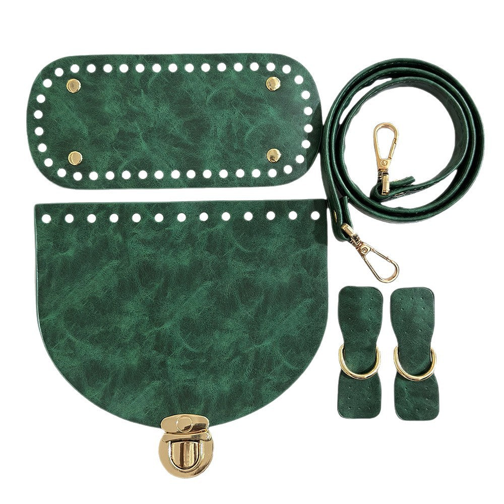 DIY Bag Leather Accessories Handmade Woven Backpack Bottom Shoulder Strap Bag Cover Buckle Retro Leather Five-piece Set