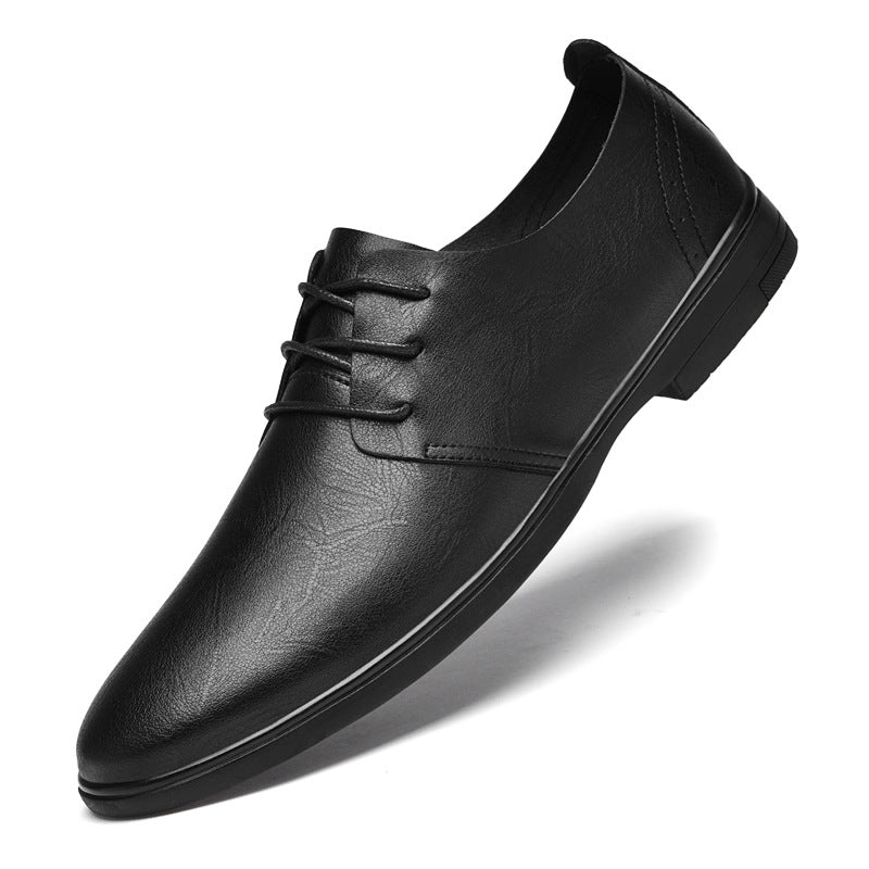 Men's Leather Shoes, Small Size 37, Breathable, Thin, Genuine Leather, Soft Sole, Large Size, British Casual Shoes, Versatile Business Driving Shoes for Men