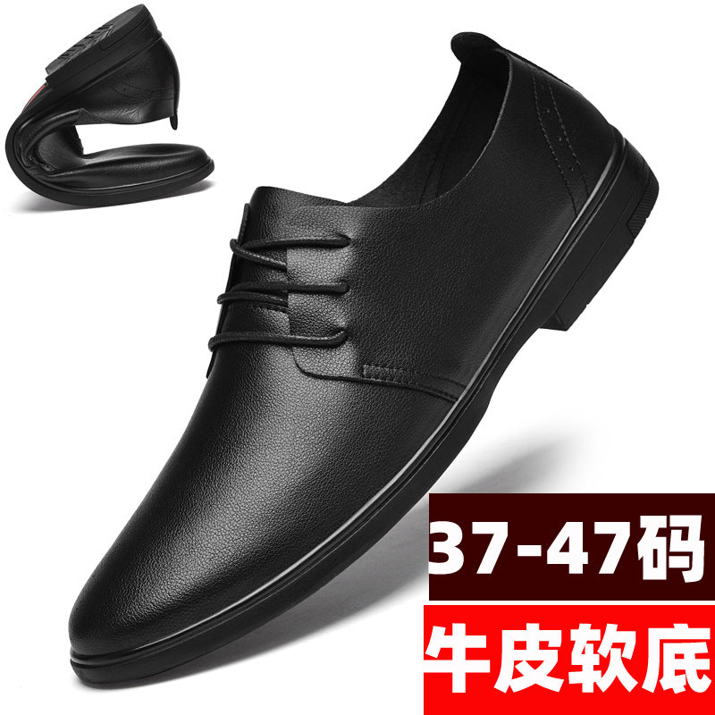 Men's Leather Shoes, Small Size 37, Breathable, Thin, Genuine Leather, Soft Sole, Large Size, British Casual Shoes, Versatile Business Driving Shoes for Men