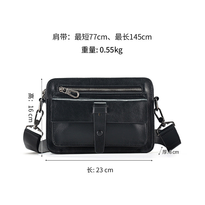 Genuine Leather Crossbody Bag Men's Bag Trendy Brand High-End Work Bag Cowhide Messenger Bag Backpack Vegetable Tanned Leather Men's Shoulder Bag