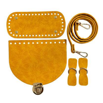DIY Bag Leather Accessories Handmade Woven Backpack Bottom Shoulder Strap Bag Cover Buckle Retro Leather Five-piece Set