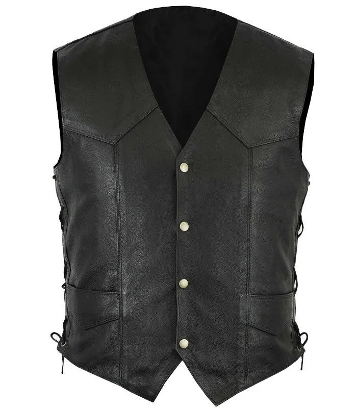 Men's retro leather jacket - sleeveless top - disciplinary style - medieval knight - cycling jacket - hip-hop jacket