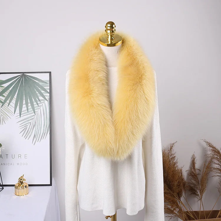 100% Natural Real Fox Fur Collar For Women And Men's Coat Jacket Fur Collar Extra Large Size Neck Warmer Fur Scarf Shawls