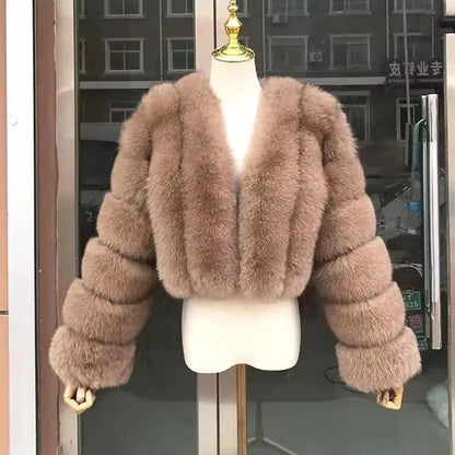 Luxury Short Real Fox Fur Coat for Women High-Quality Leather Jacket Fall/Winter Warm And Stylish Natural Fox Fur Jacket
