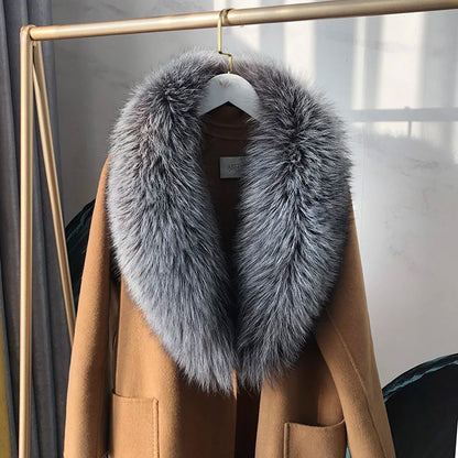 100% Natural Real Fox Fur Collar For Women And Men's Coat Jacket Fur Collar Extra Large Size Neck Warmer Fur Scarf Shawls