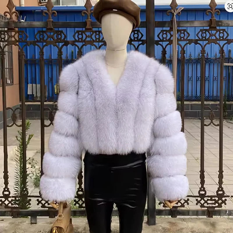 Luxury Short Real Fox Fur Coat for Women High-Quality Leather Jacket Fall/Winter Warm And Stylish Natural Fox Fur Jacket