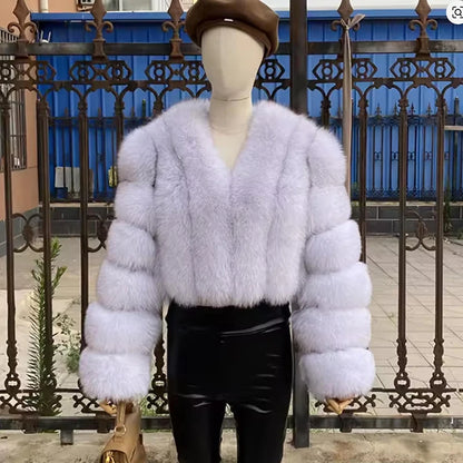 Luxury Short Real Fox Fur Coat for Women High-Quality Leather Jacket Fall/Winter Warm And Stylish Natural Fox Fur Jacket