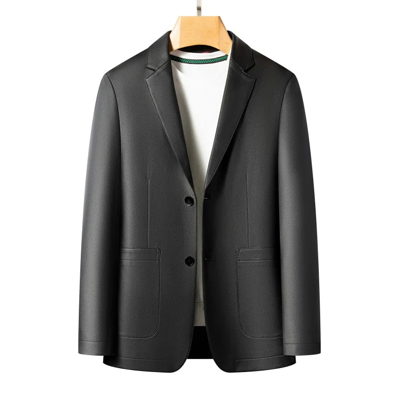 Spring and Autumn Leather Jackets, Casual Leather Suits, Men's Leather Jackets, Sheepskin Slim-Fit High-End Genuine Leather Jack
