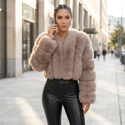 Luxury Short Real Fox Fur Coat for Women High-Quality Leather Jacket Fall/Winter Warm And Stylish Natural Fox Fur Jacket