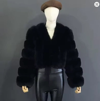 Luxury Short Real Fox Fur Coat for Women High-Quality Leather Jacket Fall/Winter Warm And Stylish Natural Fox Fur Jacket