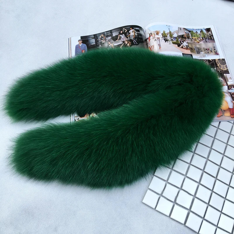100% Natural Real Fox Fur Collar For Women And Men's Coat Jacket Fur Collar Extra Large Size Neck Warmer Fur Scarf Shawls